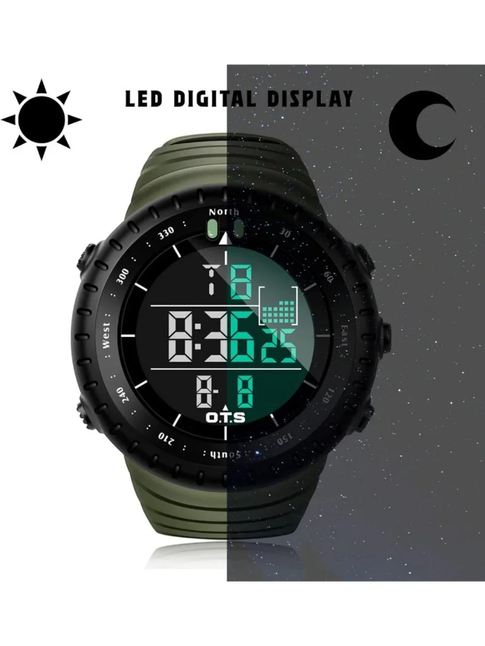 Men's Waterproof Digital Sports Watch | Tactical LED Backlight Timepiece